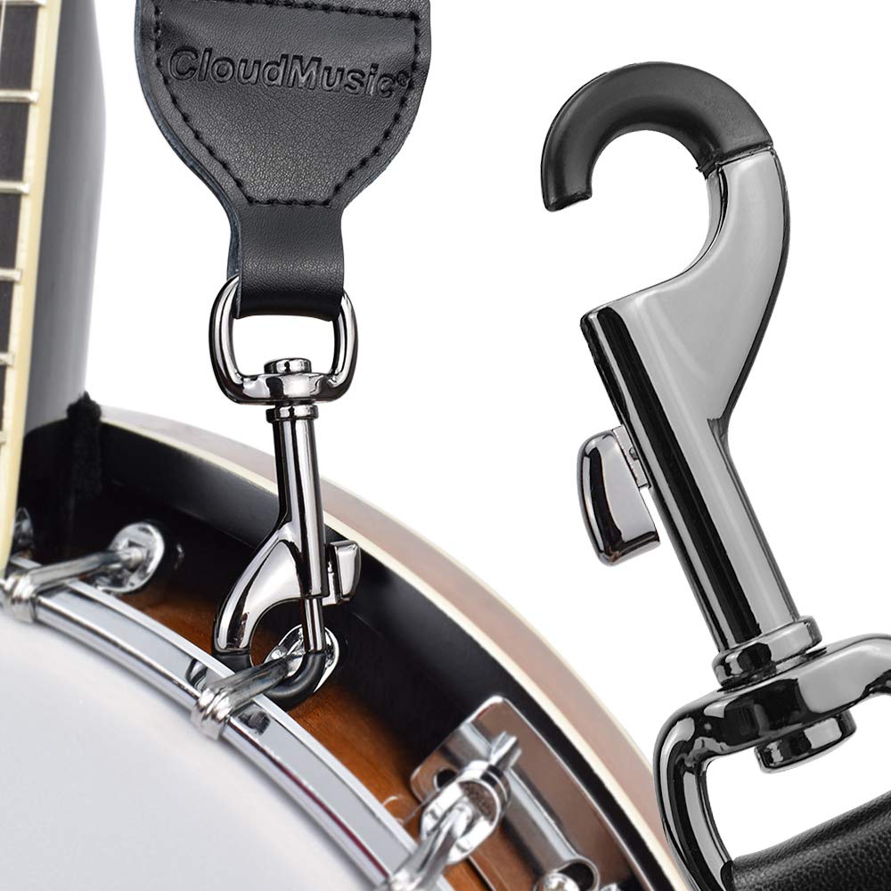 CLOUDMUSIC Banjo Strap Guitar Strap For Handbag Purse Jacquard Woven With Leather Ends And Metal Clips(White Flowers) - Image 4