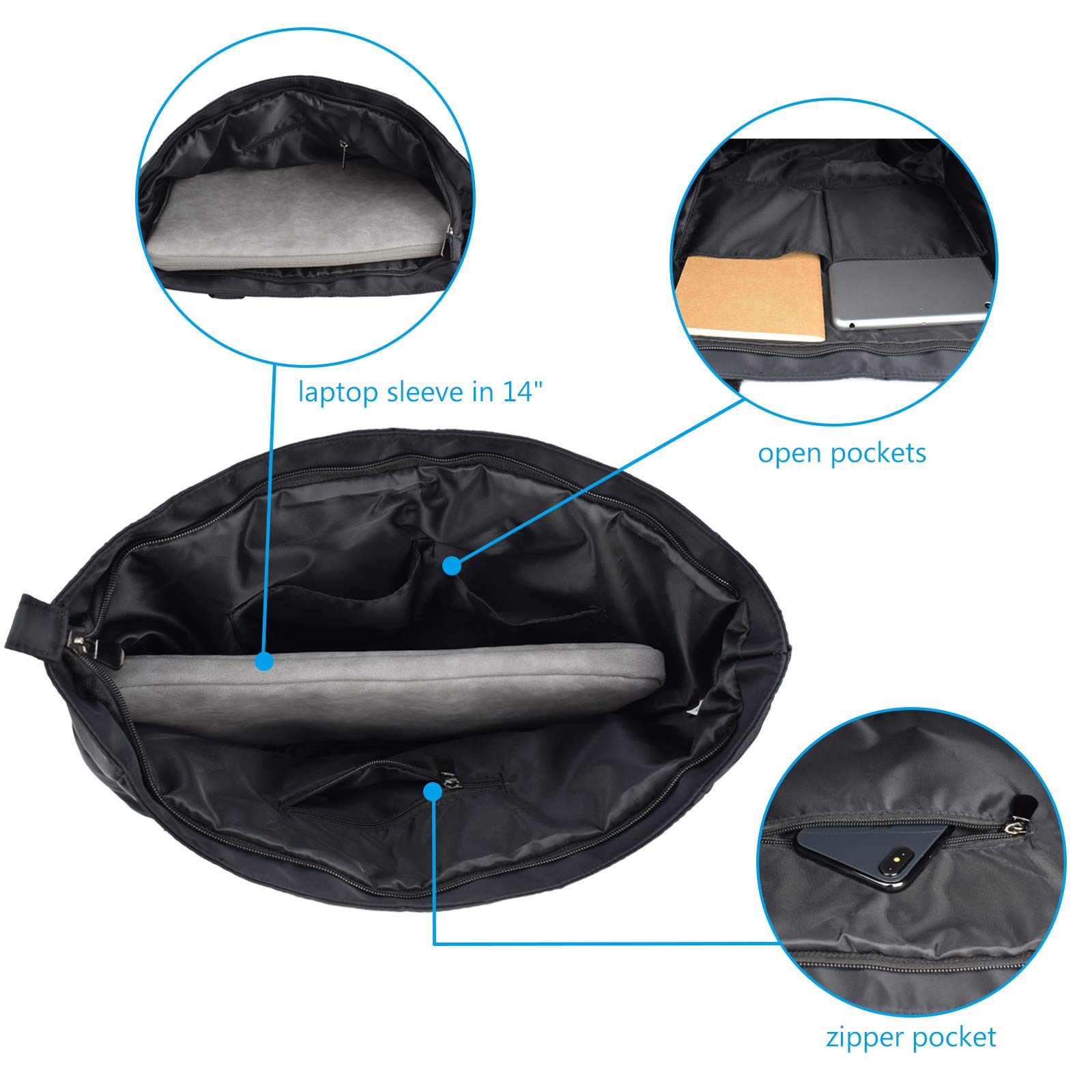 CLOUDMUSIC Shoulder Tote Bag For Nurses Teachers Work Gym Travel Beach Women With Large Capacity Waterproof - Image 7